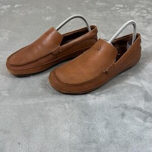 Olukai‎ Kulana Shoes Mens Size 8 Brown Leather Slip On Loafers Comfort